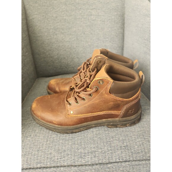 Skechers Men's Relaxed Fit Segment Garnet Dark Brown Leather Boots Size 9.5 - Picture 2 of 10
